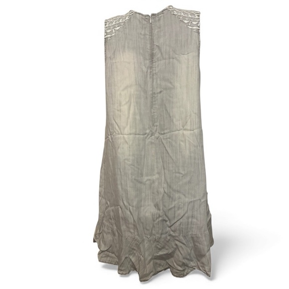 Laju Los Angeles Sz 6 xsmall gray sleeveless dress midi ruffle hem Ptp 17 “ 35 L - Picture 7 of 9
